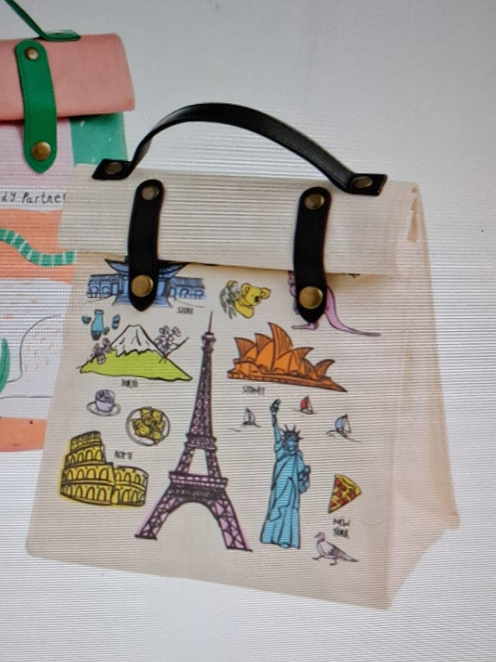 World Market Roll Top Travel Insulated Lunch Bag